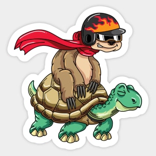 Funny Sloth Riding a Turtle Sticker